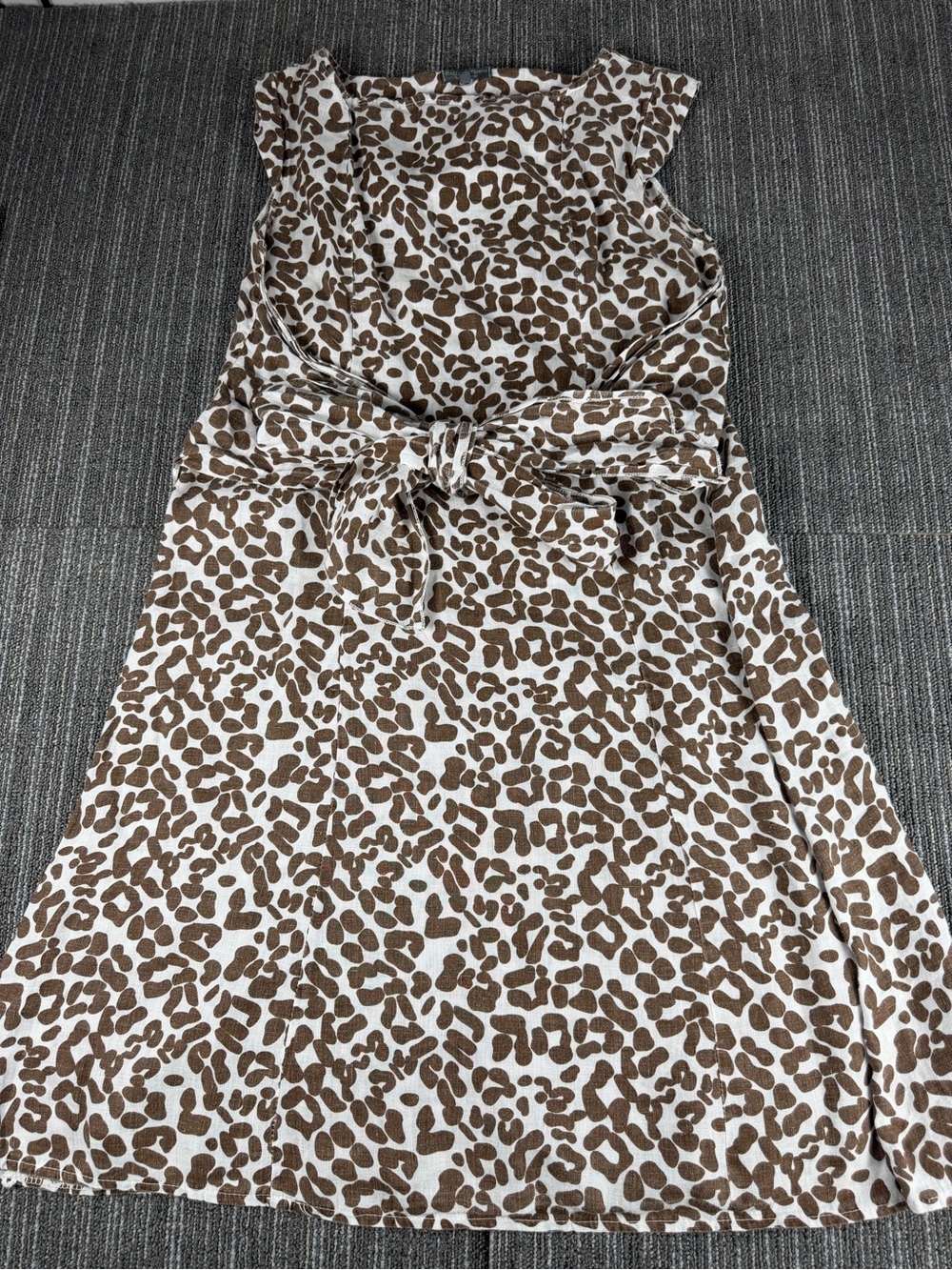 Piazza Del Tempio Women's 100% Linen White And Brown Animal Print Dress Size M